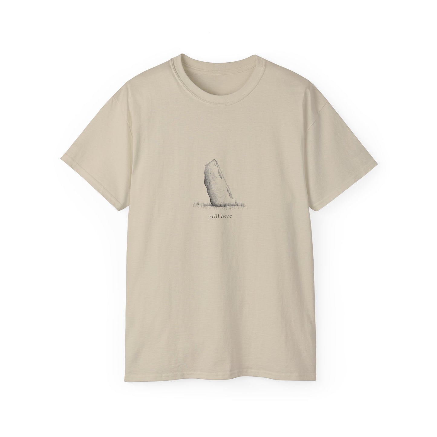 Still Here Standing Stone T-Shirt - Moody Celtic Illustration