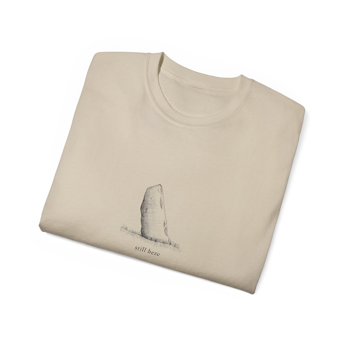 Still Here Standing Stone T-Shirt - Moody Celtic Illustration