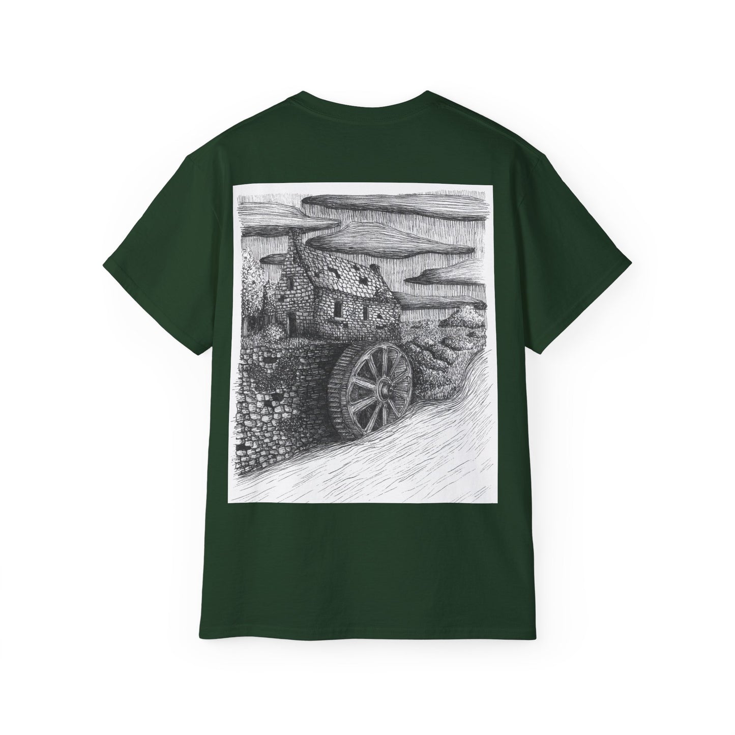 Water Mill T-Shirt - from The Book of Bitter Ends - Moody Illustration