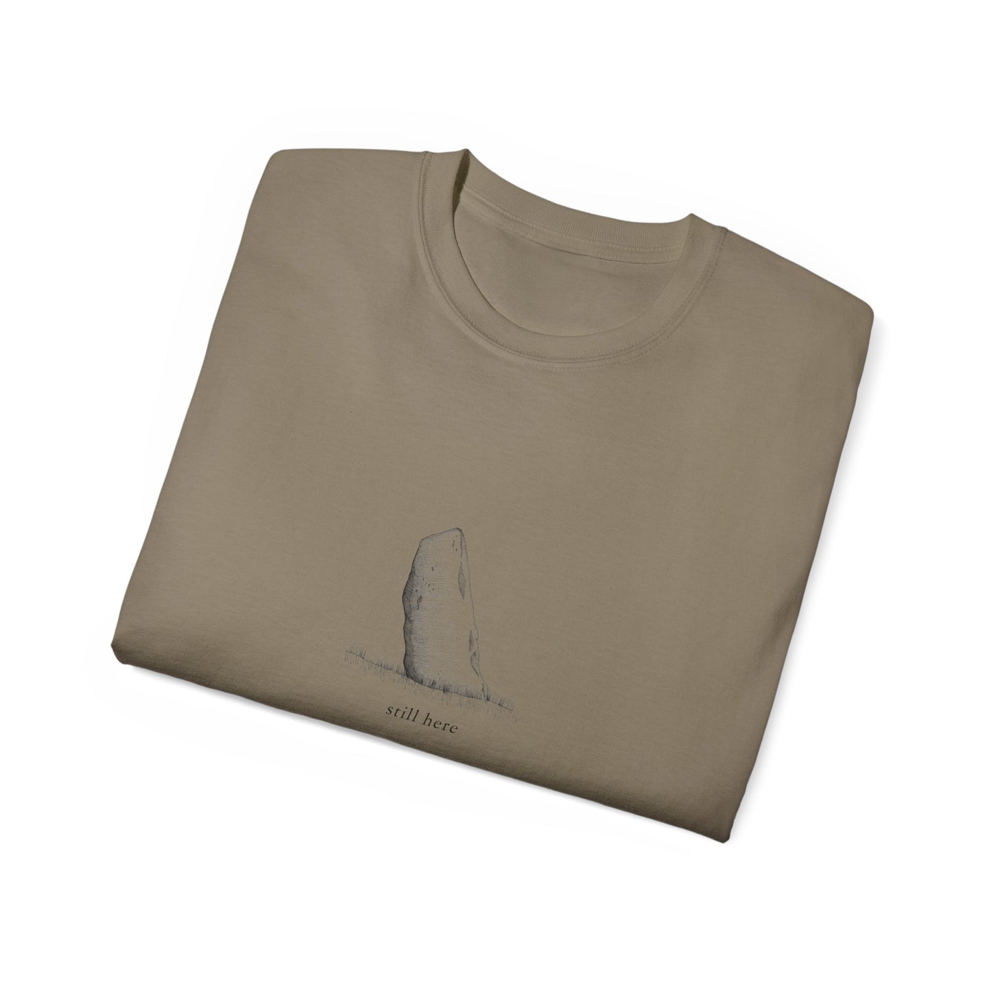 Still Here Standing Stone T-Shirt - Moody Celtic Illustration