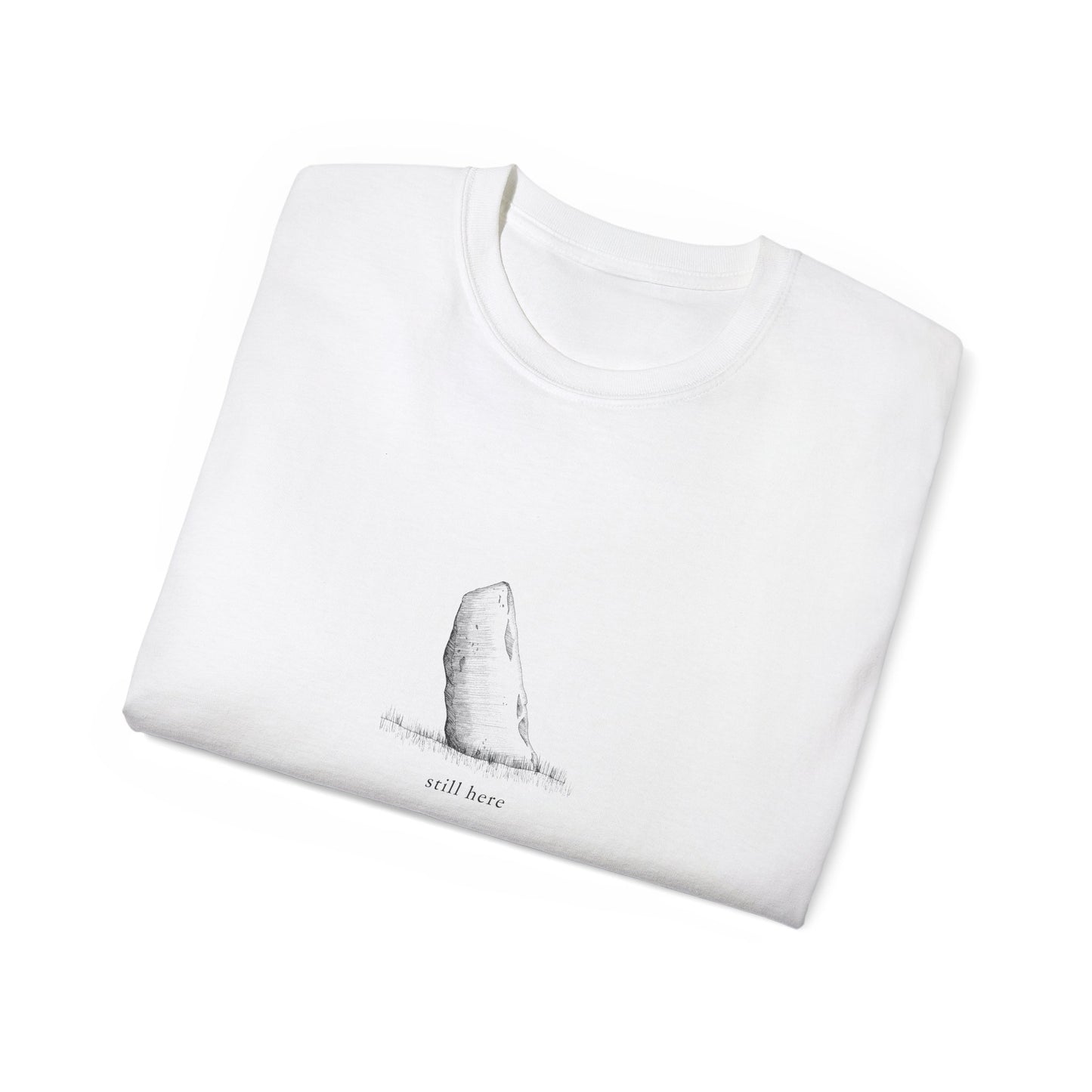 Still Here Standing Stone T-Shirt - Moody Celtic Illustration