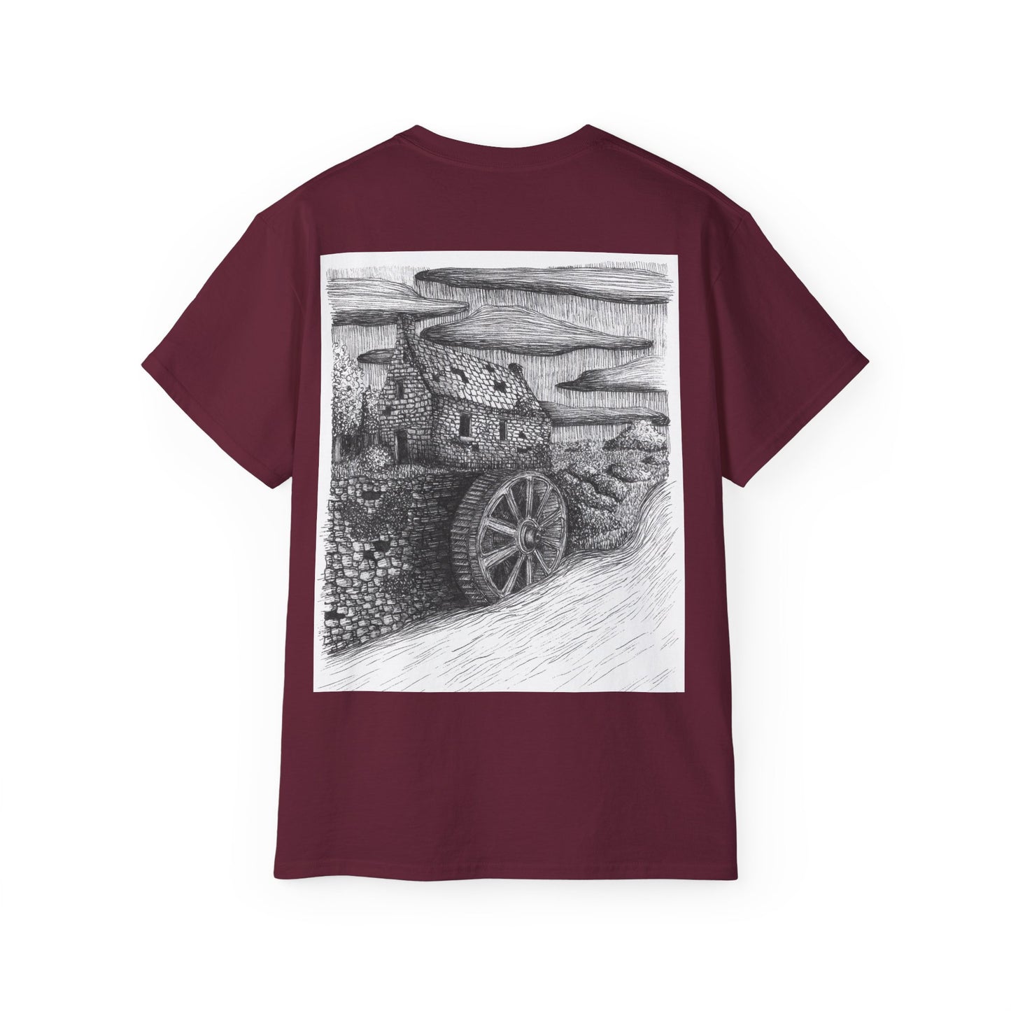 Water Mill T-Shirt - from The Book of Bitter Ends - Moody Illustration