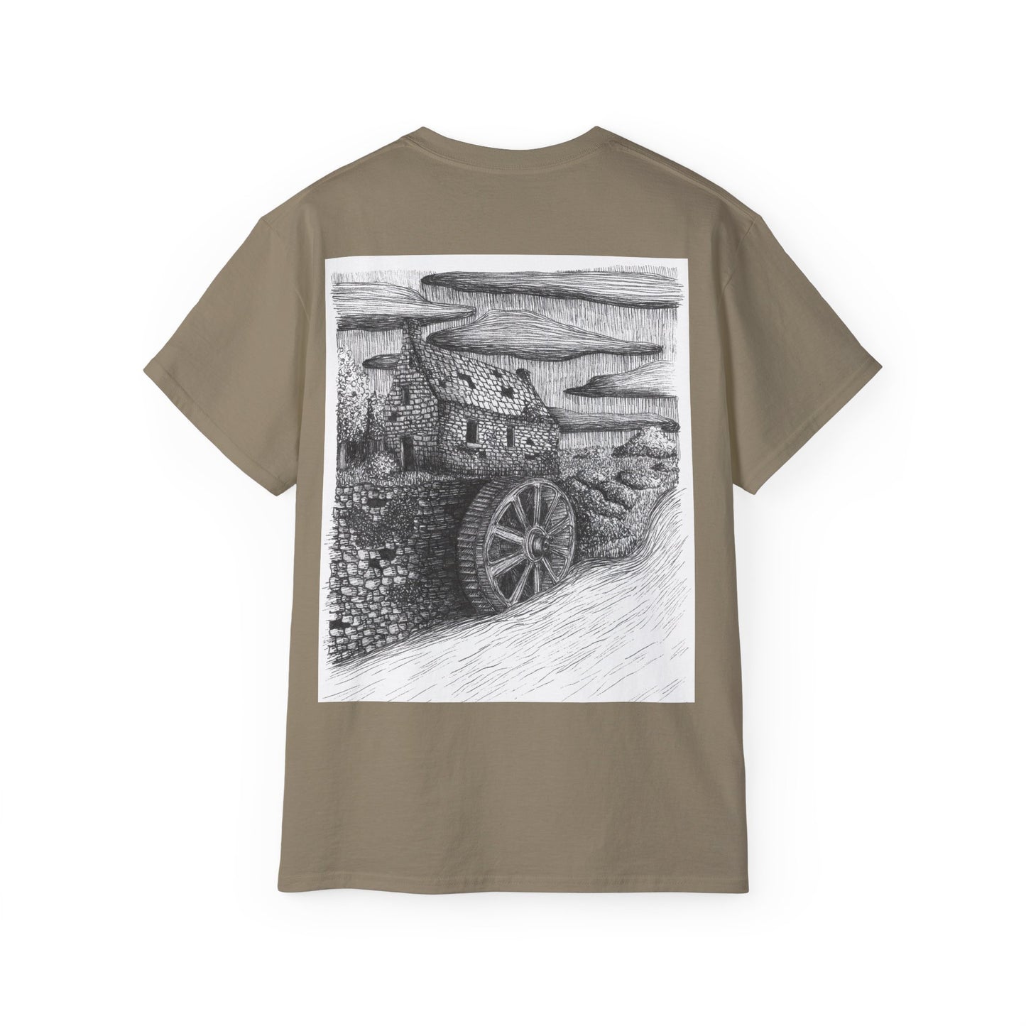 Water Mill T-Shirt - from The Book of Bitter Ends - Moody Illustration